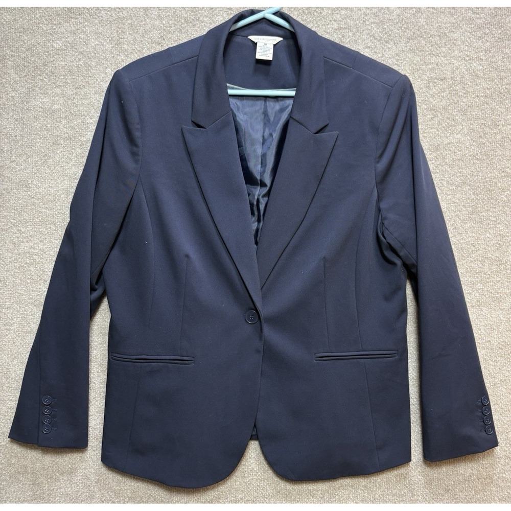 Liz Claiborne Women's Blazer 16 Jacket Navy Blue Single Button Classic Career